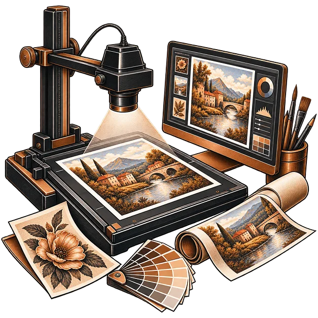 Illustration representing colour image scanning