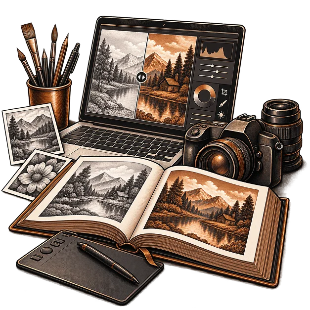 Illustration representing image manipulation