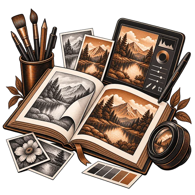 Illustration representing image manipulation