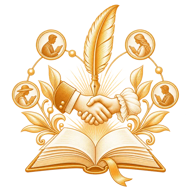 Line illustration of affiliate Marketing for a book campaign