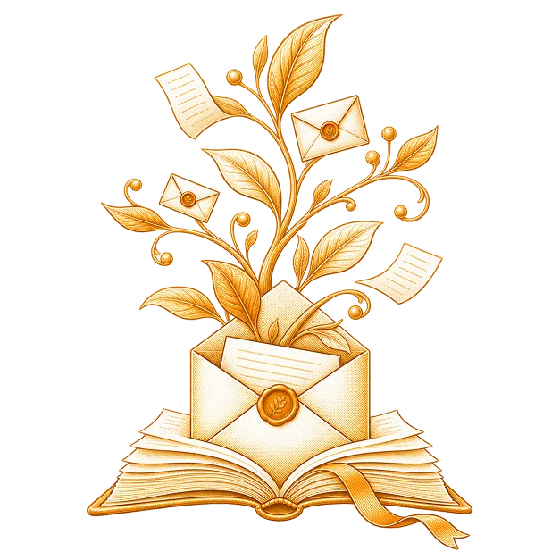 Line illustration of email Marketing for a book campaign