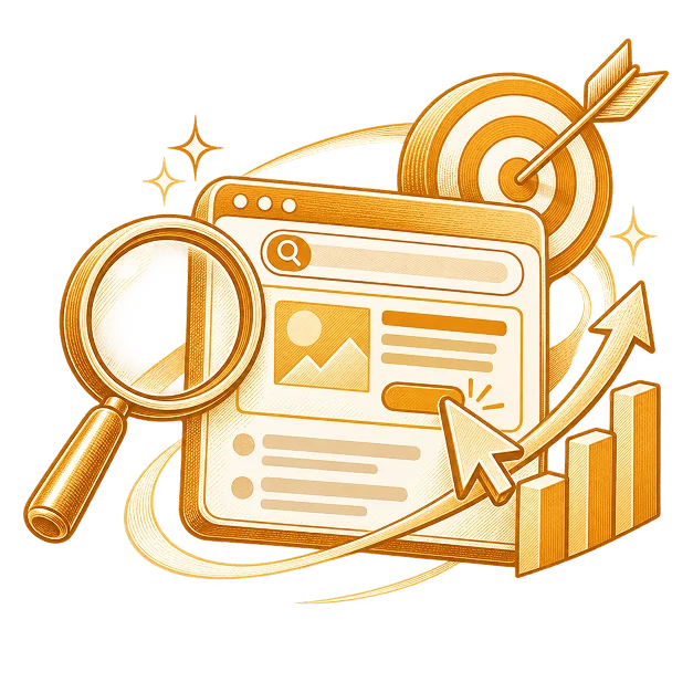 Line illustration of google Ads for a book campaign
